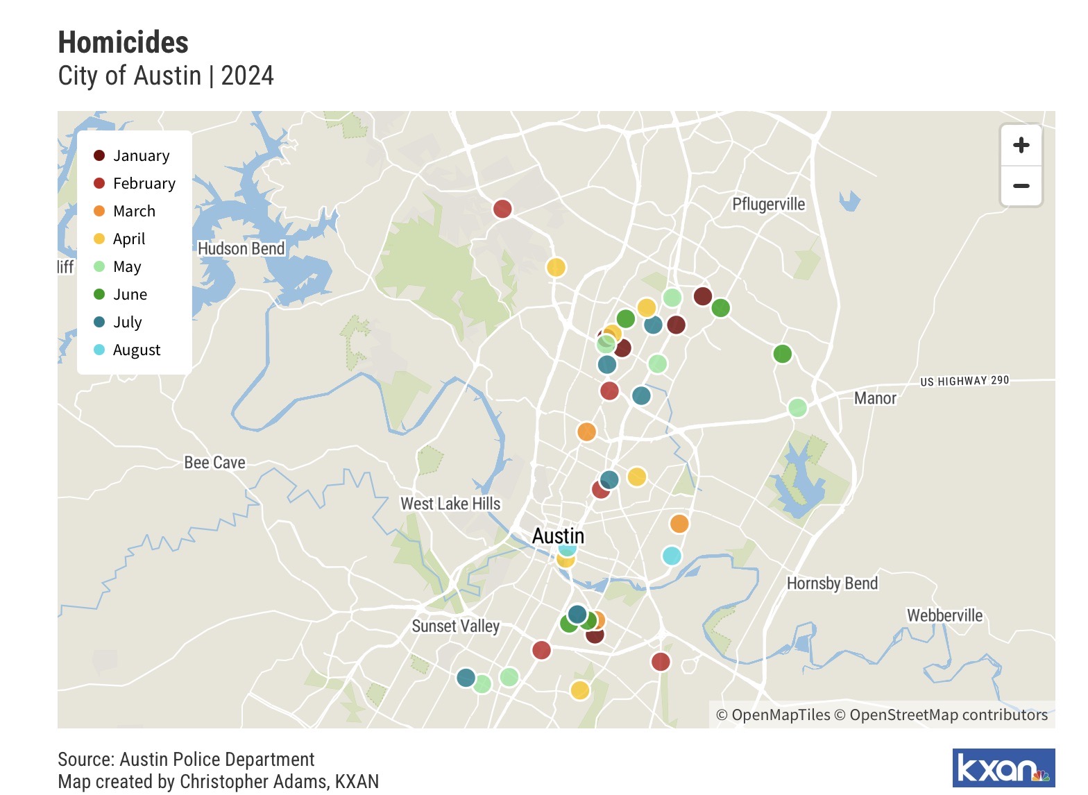 Austin map with color-coded neighborhoods