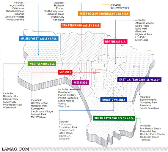 Map of Los Angeles areas