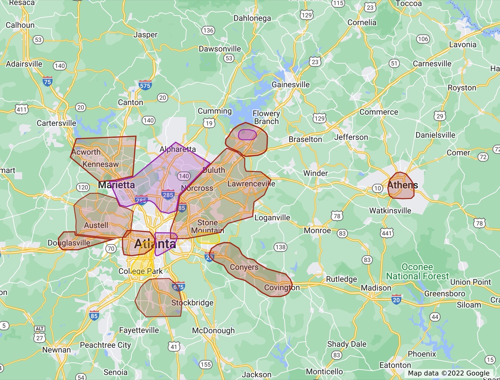 Atlanta investment map with color-coded neighborhoods